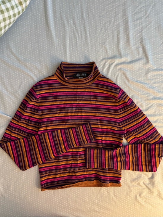Urban Outfitters Sweaters - Urban Outfitters Striped Mock Neck Sweater in Pink & Brown & Black